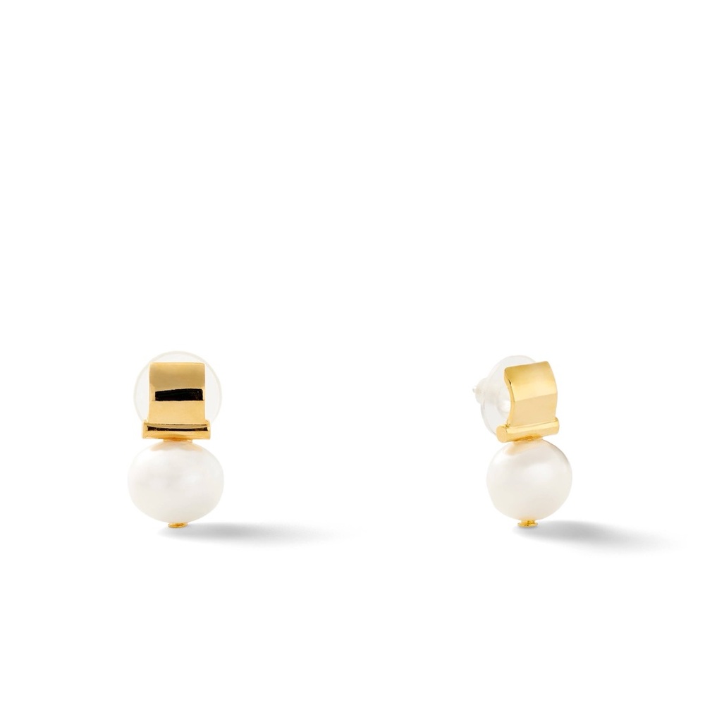 CC & Co by Catherine Canino Petite + Smooth Pebble Pearl Post Baby Earrings